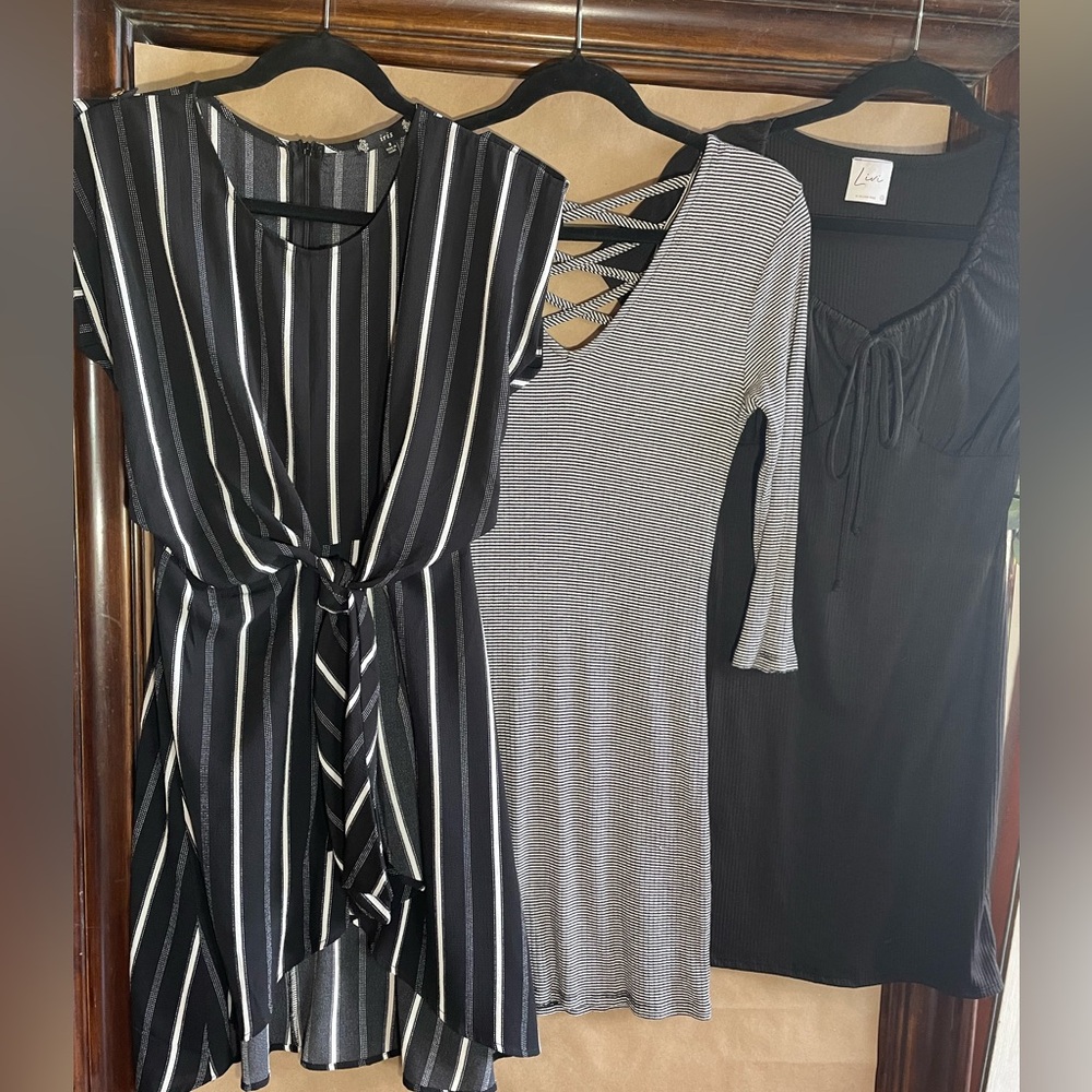 Set of 3 Black and White Dresses Size S Great Value!